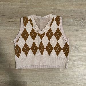 brown cropped vest